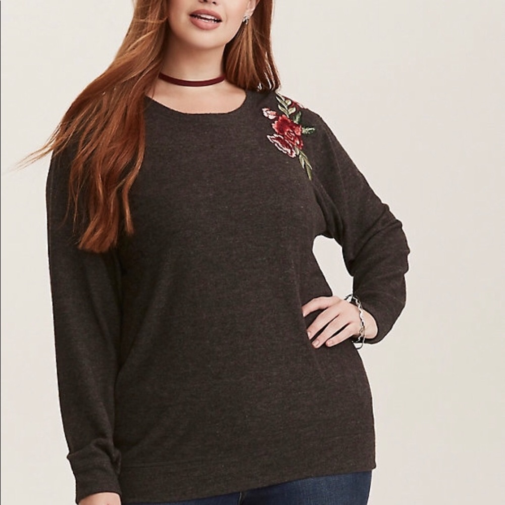 Torrid Embroidered Roses Sweater